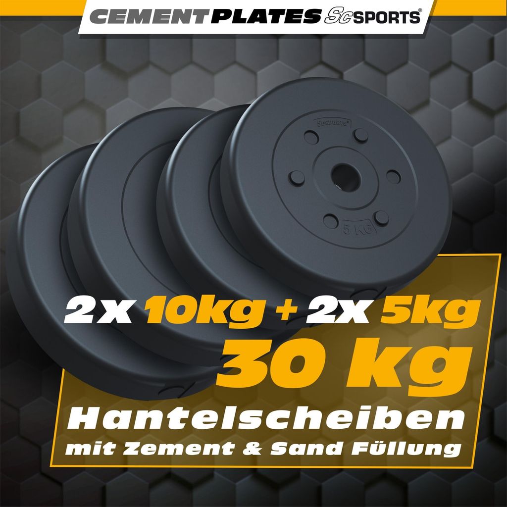 ScSPORTS® Hantelscheiben - Set, 30 kg (2x5kg, 2x10kg), Ø Produktbild 9