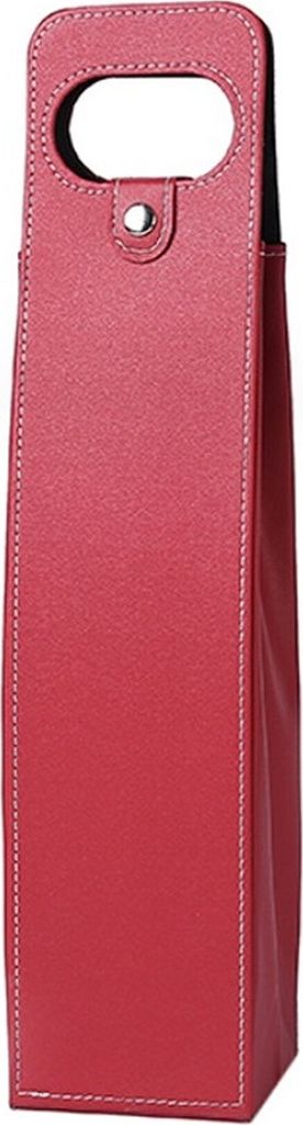 Geschenktasche aus Kunstleder mit r Optik | Weintasche mit Verschluss für Einzelflasche | wiederverwendbare Geschenktüte | Weinbeutel Farbe - Rot...