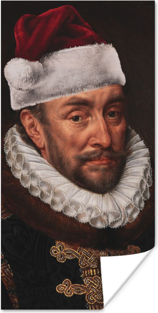 MuchoWow Poster Gemälde - Weihnachtsmütze - Alte Meister 75x150 cm - Dekoration für die Wände