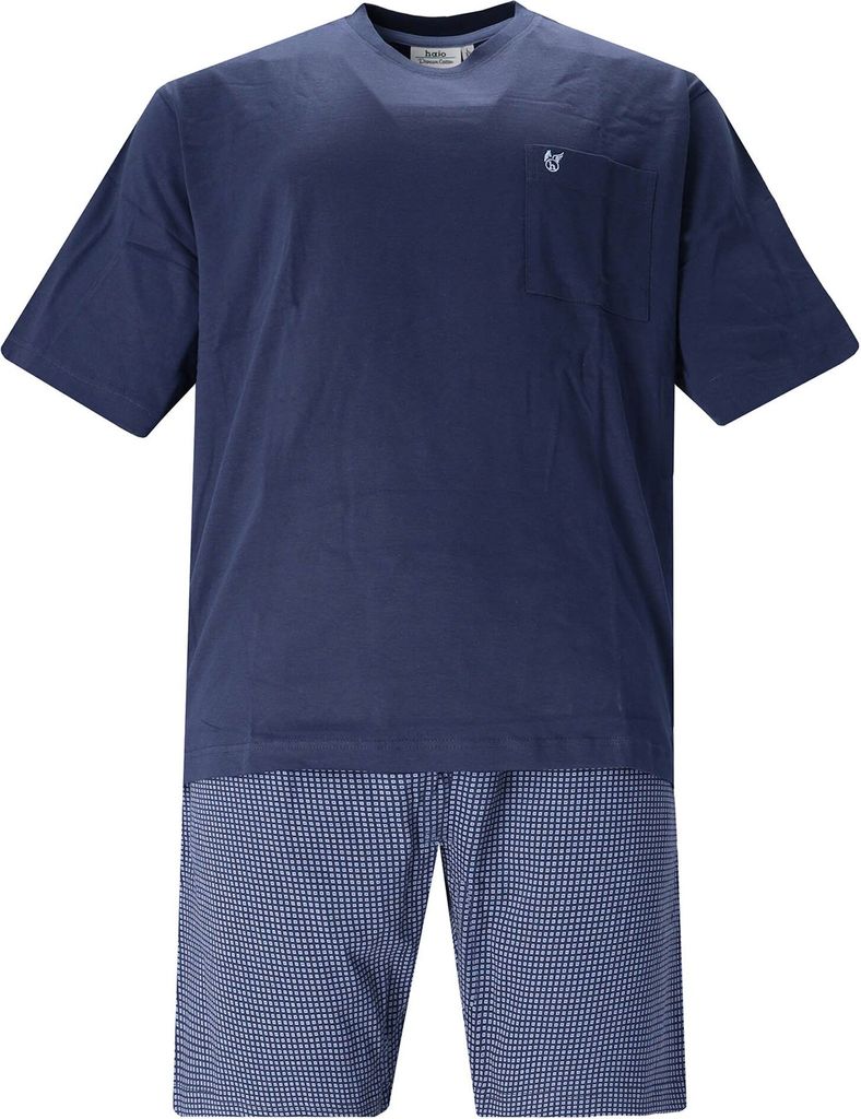 hajo Herren Schlafanzug, kurz - Premium Baumwolle, Shorty, Kurzarm, Rundhals Blau 2XL