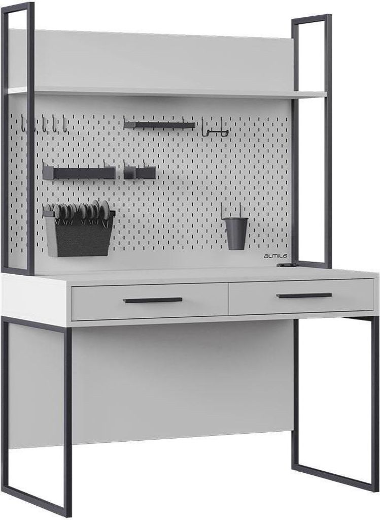 Schreibtisch mit Schreibtischaufsatz mit Akzente und Füße in Metall Anthrazit