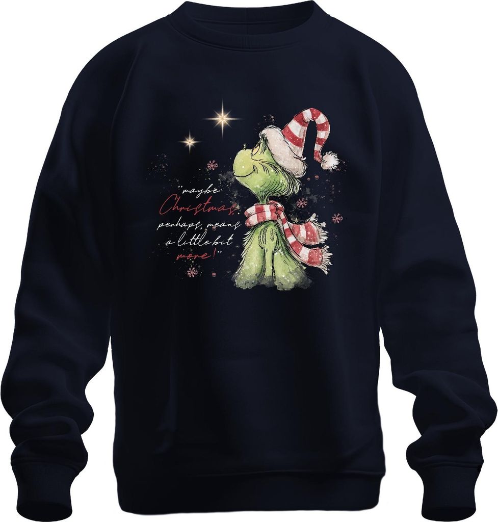 Grinch maybe Christmas means more Weihnachten Geschenk lustig Uni Sweatshirt Pullover, Navy, 3XL