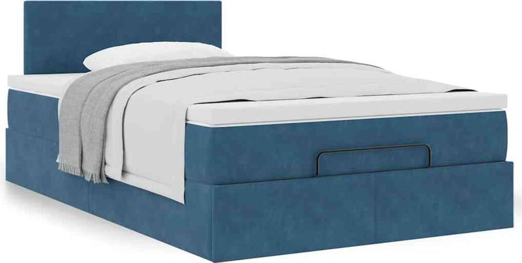 2025 Moderne Bettrahmen inkl. Lattenrost - Ottoman-Bett mit Matratze Dunkelblau 120x200 cm Samt - Klassische Betten,Design 8826120 5parcel
