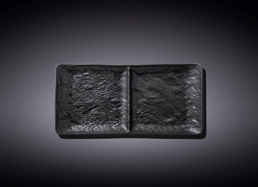 Wilmax Rechteckiger Teller mit 2 Fächern SlateStone Schwarz 27 x 13 cm Porzellan WL-661135/A