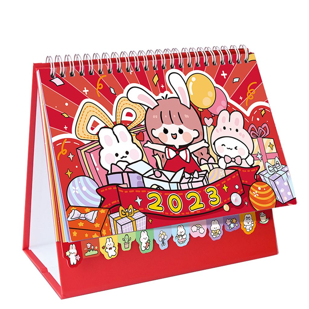 Mini -Kalender -Zierdelikat -Muster -Cartoon -Design -Doppelring -Seite mit Karton Basistisch Planer Exquisites Verarbeitung 2023 Stehschreibtischk...