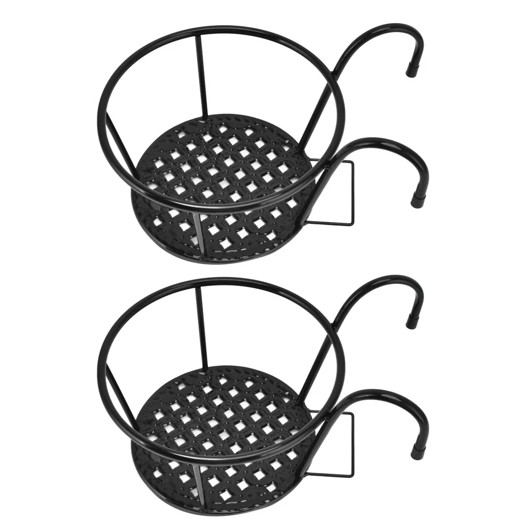 Support de fleurs robuste en fer suspendu pour garde-corps et véranda