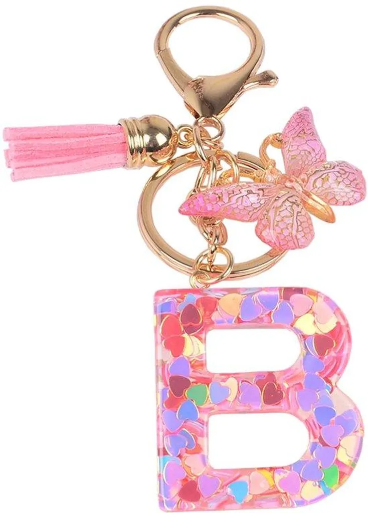 Porte-clés Lettre B Rose Pailleté : Ne Perdez Plus Votre Trousseau