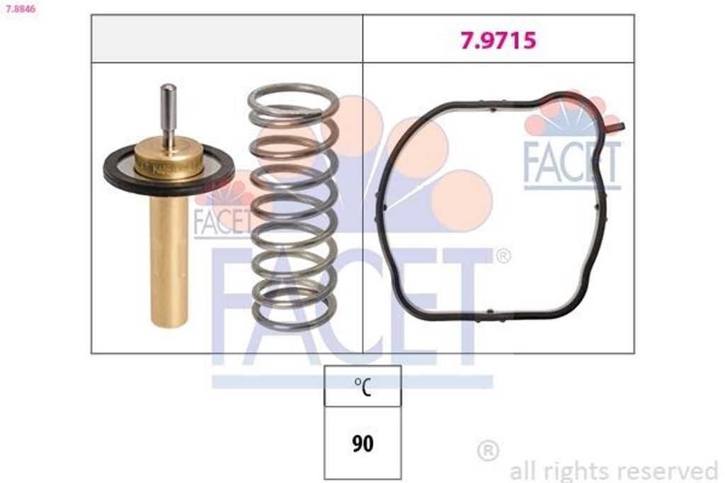 FACET Thermostat Kühlmittel 90°C für VOLVO XC60 (156) V50 (545) V70 III (135) V60 (155, 157) V40 Schrägheck (525, 526) C30 (533)