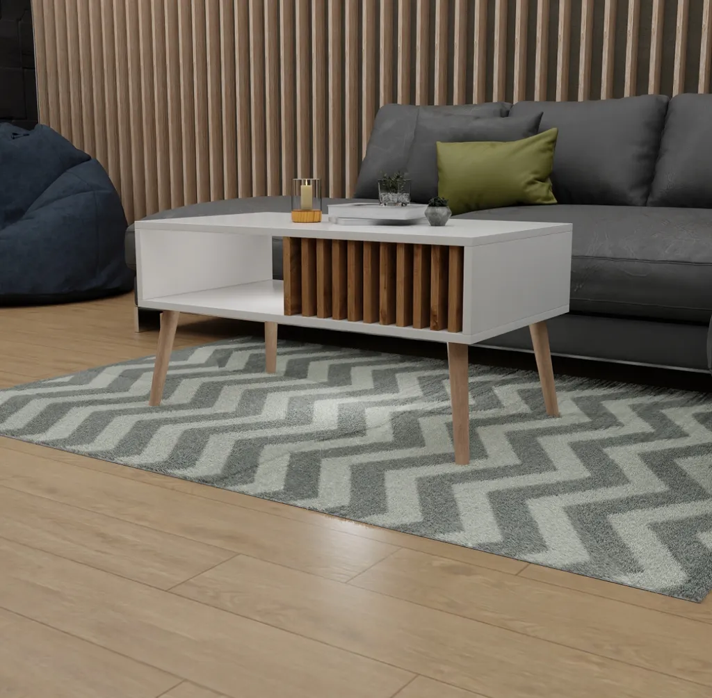 Table basse de style loft anti-rayures - Table basse blanche gain de place - 2