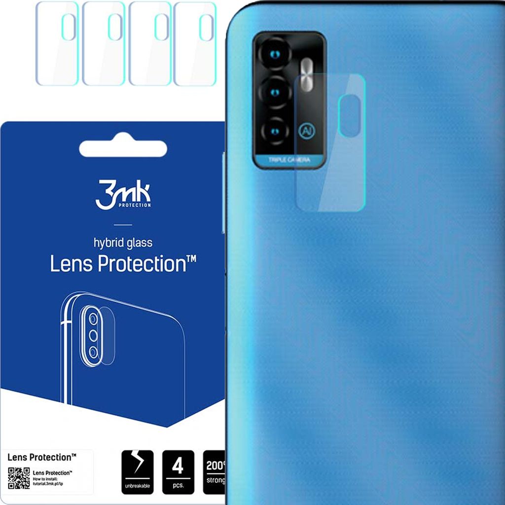 3mk Hybridglas Lens Protection für ZTE Blade A71 Kamera Objektiv Kameralinse 0,16mm 6H (4 Stück)