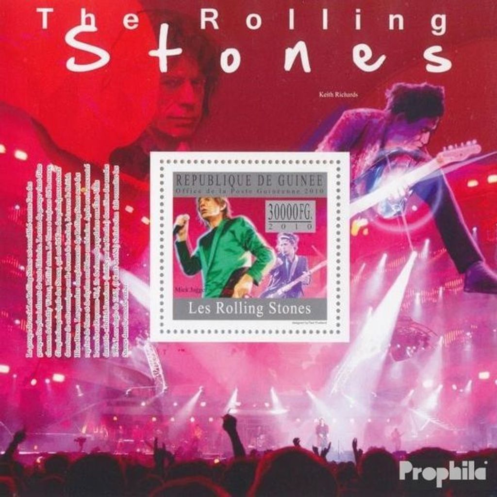 Briefmarken Guinea 2010 Mi Block 1814 (kompl. Ausgabe) postfrisch Die Rolling Stones