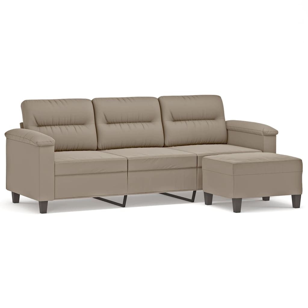 "2026 MODERNE" 3-Sitzer-Sofa/Chaiselongue - elegantes Design - Couchgarnitur Wohnzimmer - mit Hocker Taupe 180cm Mikrofasergewebe - 210x77x80cm - K...