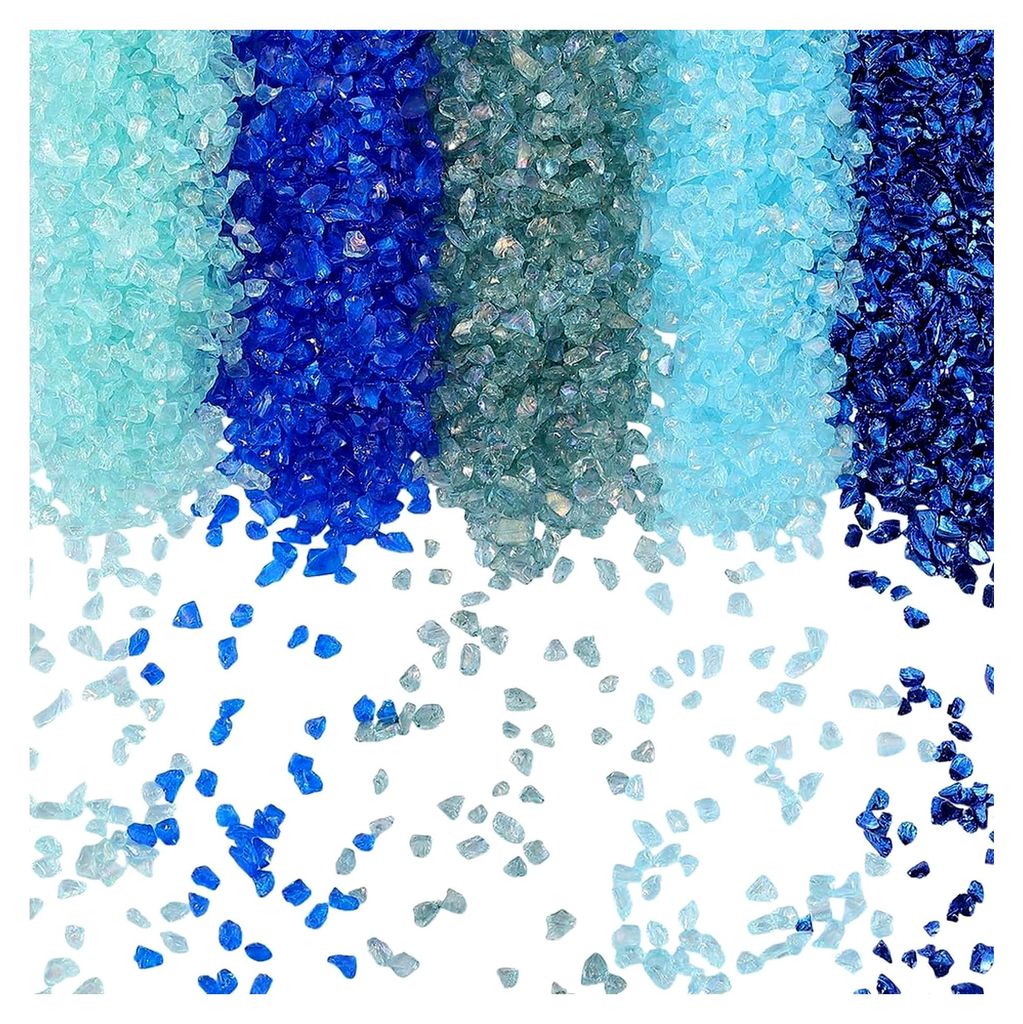 300g Blaues Zerbrochenes Glas - Zerstoßener Kristallglitzer in 5 Farben für Nagelkunst und Dekoration