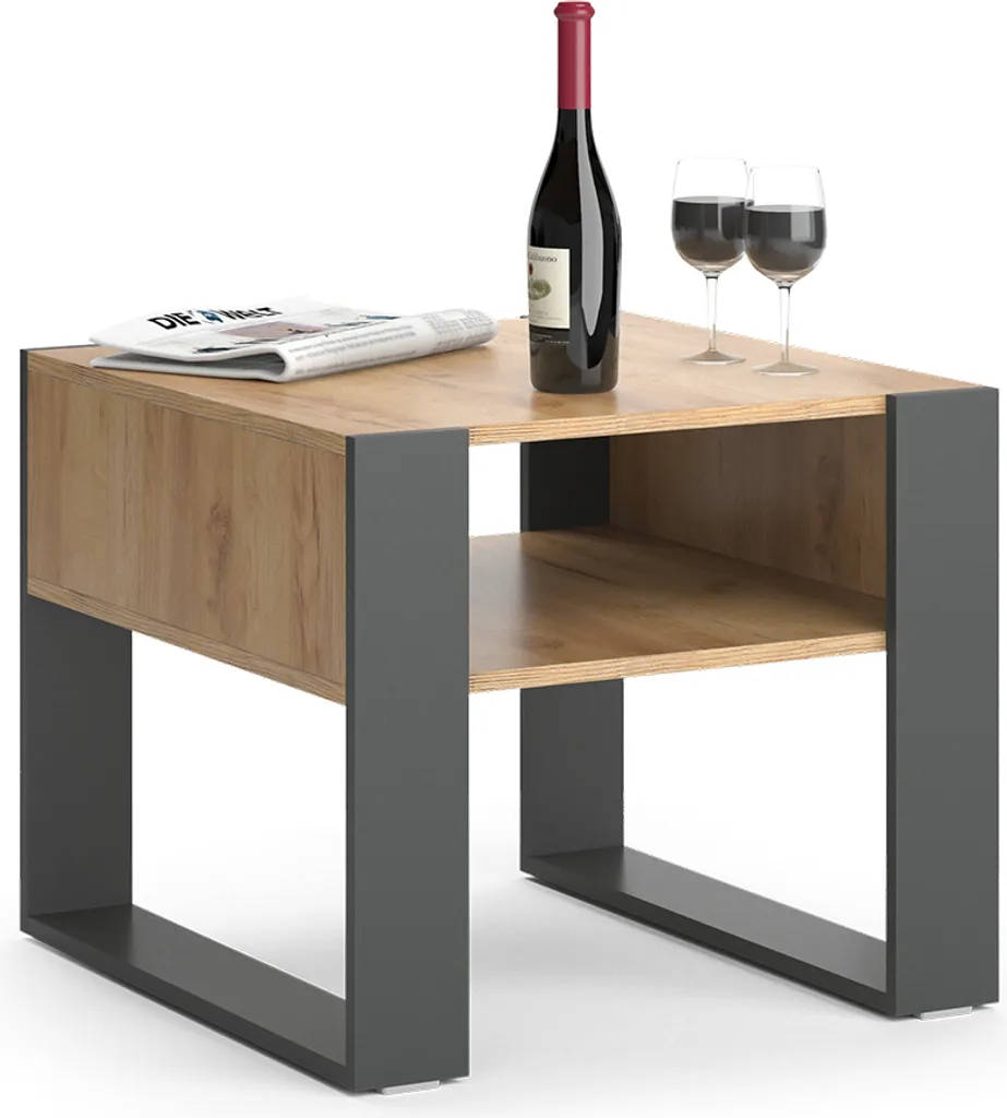 Petite table basse anthracite Vicco 59.2x50.6cm, finition mate durable - 8