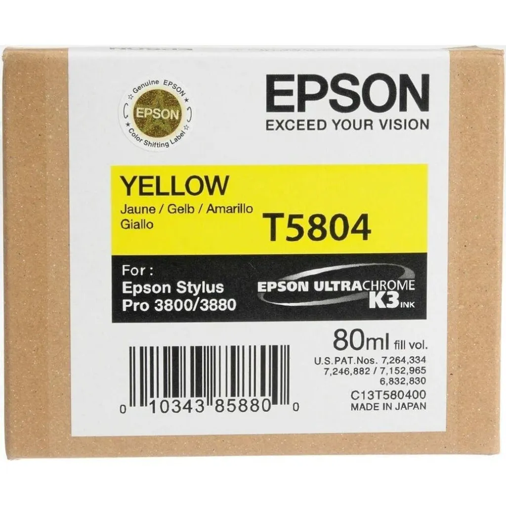 Epson T5804 - 80 ml - Giallo - originale - Cartuccia d'inchiostro - per Stylus Pro 3800, Pro 3880