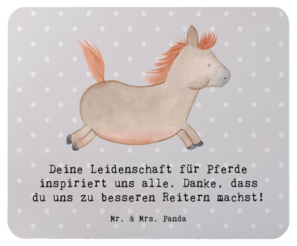 Mr. & Mrs. Panda Mousepad Reitsport Trainerin Inspiration - Grau Pastell - Geschenk, Pferde Coach, Danksagung, Sportart, Fähigkeiten, Pferdeausbil...