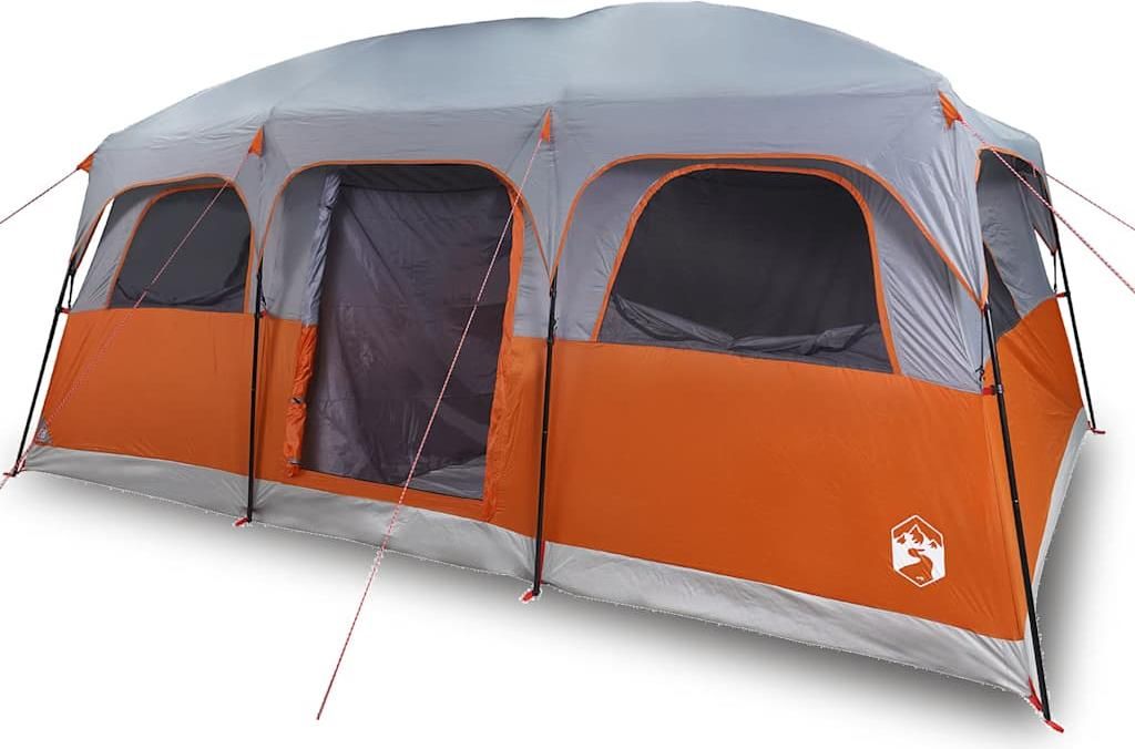 vidaXL Familienzelt für 10 Personen Grau Wasserdicht