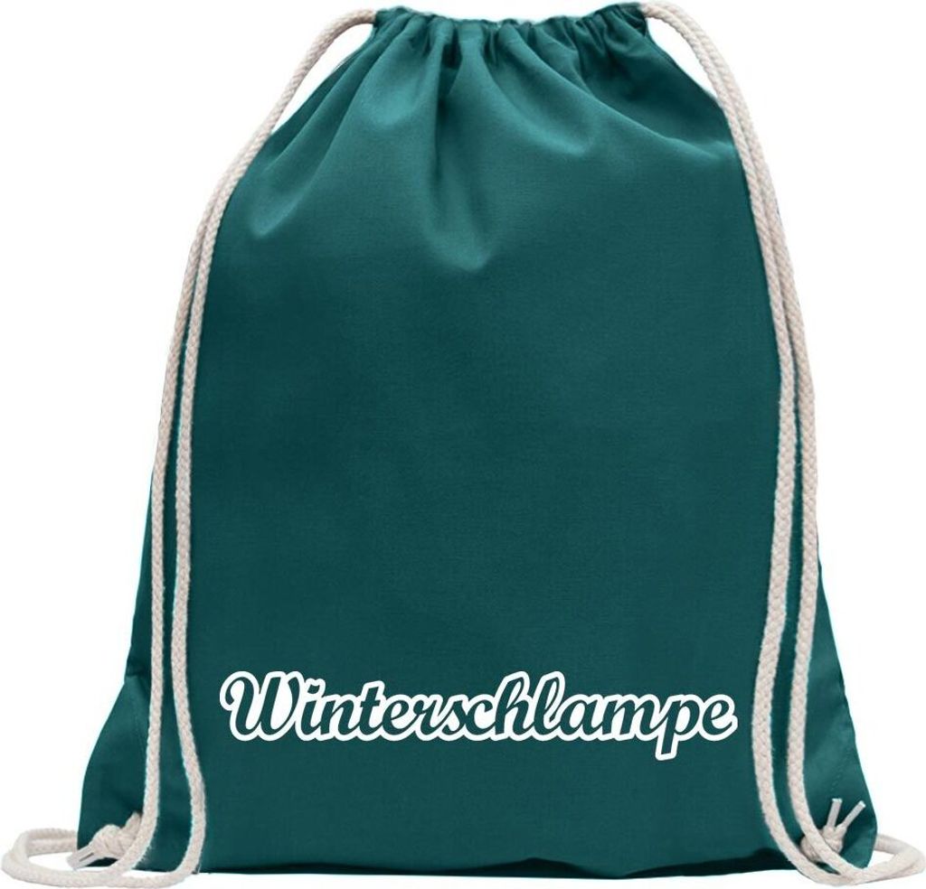 Kiwistar - Turnbeutel - petrol - Winterschlampe - Fun Rucksack Sport Beutel Gymsack Baumwolle mit Ziehgurt