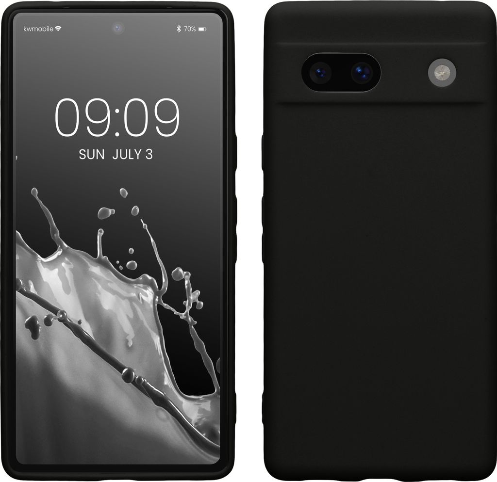 kwmobile Handyhülle kompatibel mit Google Pixel 7a Hülle - Handy Case aus weichem Silikon in Schwarz matt