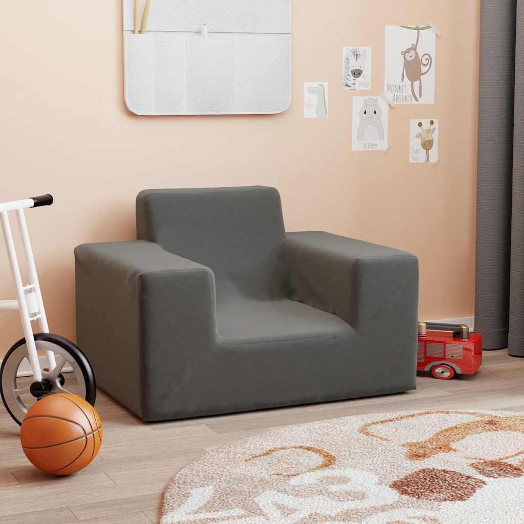 vidaXL Kindersofa Anthrazit Weich Plüsch