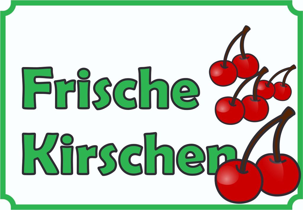 Verkaufsschild Schild Frische Kirschen zu verkaufen A3 Rückseite selbstklebend