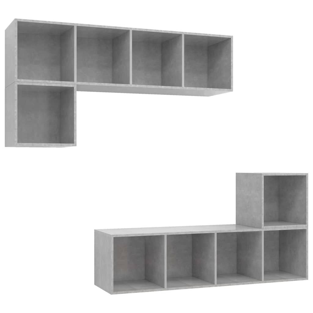 vidaXL 4-tlg. TV-Schrank-Set Betongrau Holzwerkstoff
