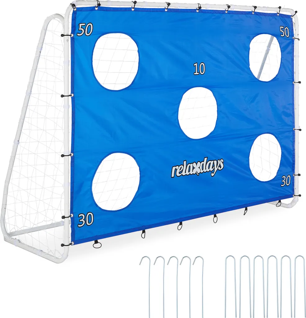Cage de Football en Acier avec Cible d'Entraînement 240cm - Relaxdays
