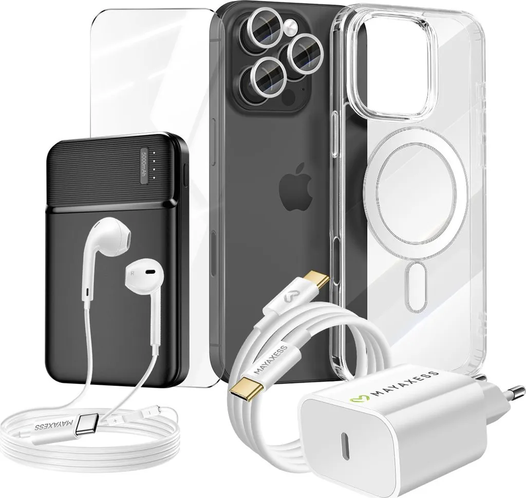 Set Regalo Mayaxess iPhone 16 Pro: 7 Accessori in Confezione Unica