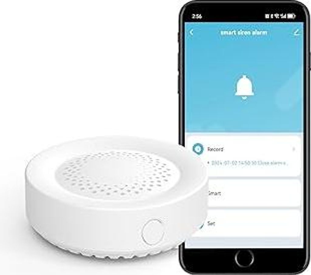 WiFi Smart Sirene Alarm: Home Security Alarm mit 100dB Sounder, App-Steuerung, Smart Innensirene für Home Safety System,Drahtloser Einbruchalarm, ...