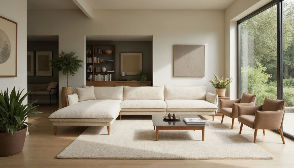 DOMO Collection Ecksofa 100 024, Couch in L-Form mit Taschenfederkern, bodenfreies Design, Holzfüße, 315 x 159 x 86 cm (BxTxH), Polsterecke, creme