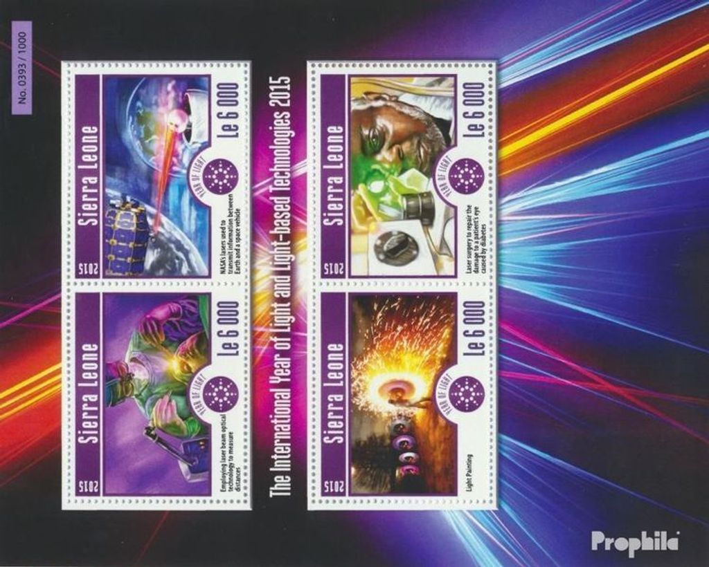 Briefmarken Sierra Leone 2015 Mi 6284-6287 Kleinbogen (kompl. Ausg.) postfrisch Jahr der Lichttechnologien