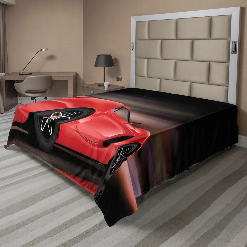 Lenzuolo Moderno ABAKUHAUS Auto Futuristica - Nero Rosso 275x260