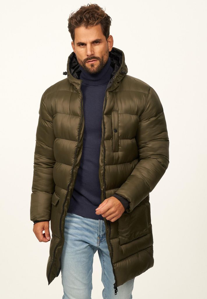 SOULSTAR Herren Parka mit Kapuze als Winterjacke - Langer Steppmantel Herren warme Pufferjacke Steppjacke - Leichter Wintermantel