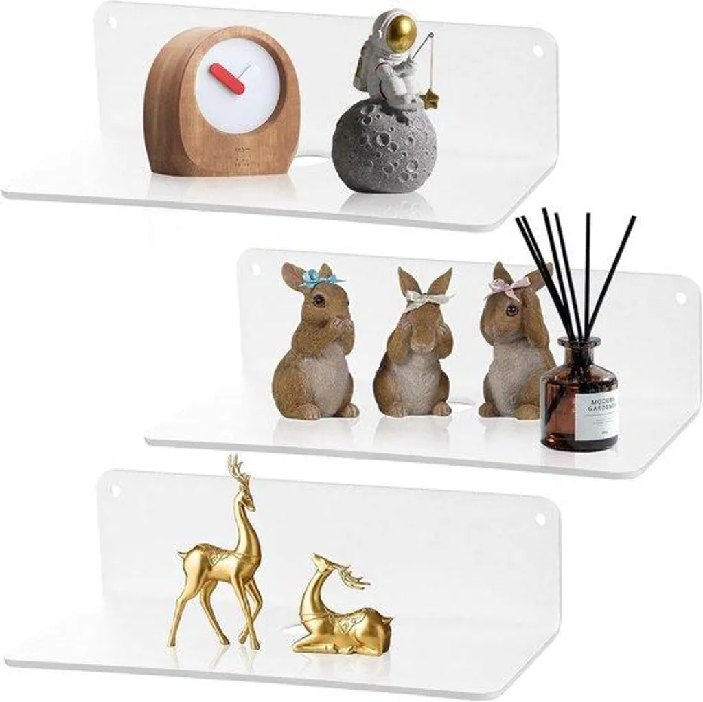 Support mural acrylique blanc pour salle de bain et cuisine - Lot de 2