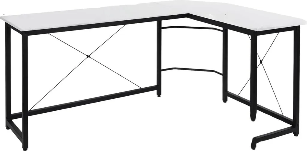 Bureau en L 167cm Robuste et Stable Blanc - Surface de Travail XXL