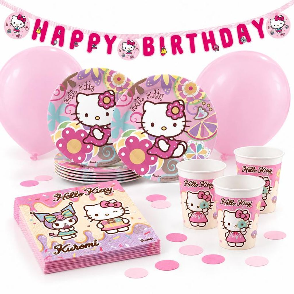 Hello Kitty Kindergeburtstag Party Deko Set Teller Becher Produktbild 