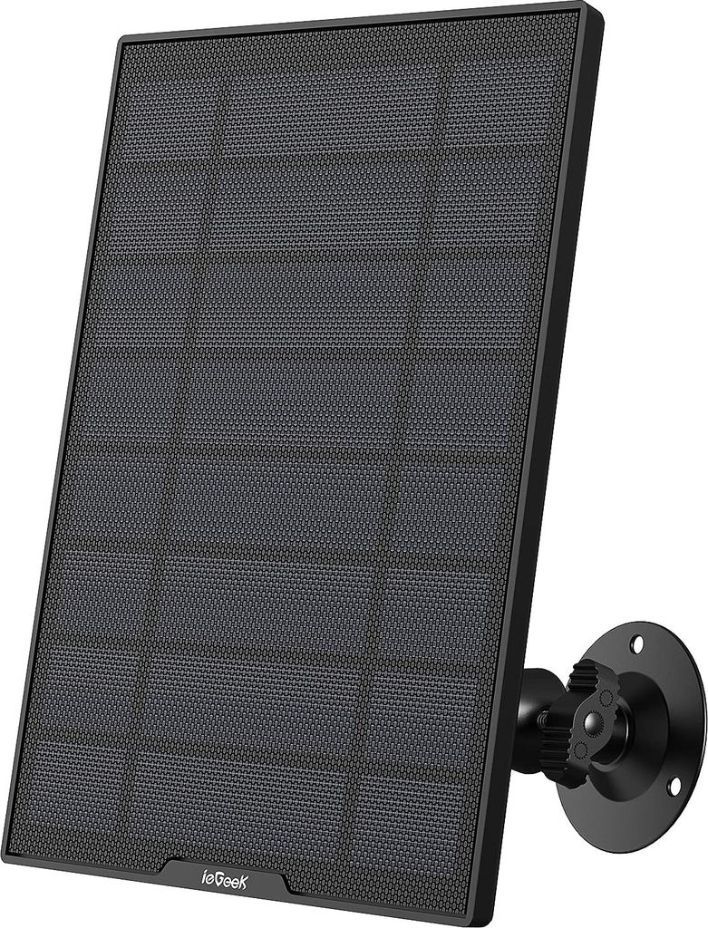 ieGeek Solarpanel mit Schnittstelle Type-C, für Überwachungskamera Aussen Akku, Wetterfest, 360° Einstellbare Halterung, 3M Type-C Kable