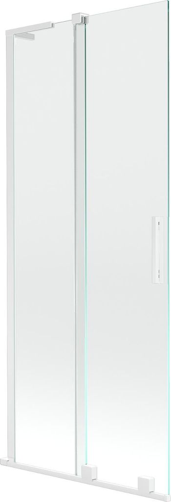 Mexen Velar L Duschabtrennung für Badewanne 2-flügelig schiebbar 85 x 150 cm, transparent, weiß - 896-085-003-01-20