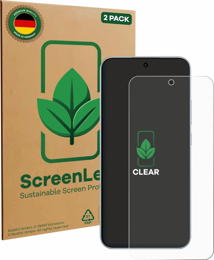 2x ScreenLeaf Schutzfolie für Oppo F31 Pro nachhaltiger Displayschutz Display Schutz Folie Klar Transparent