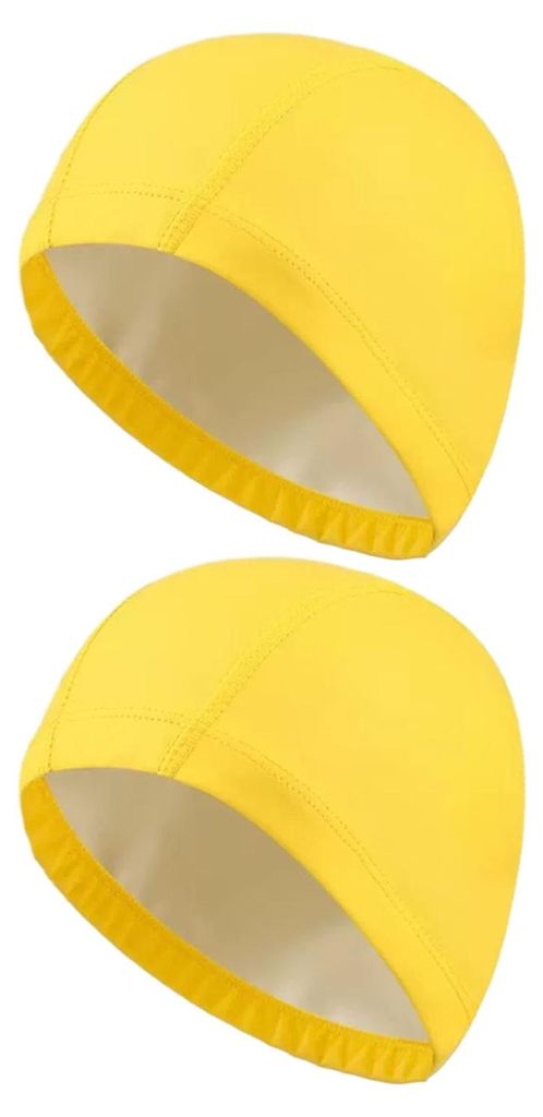 2er-Pack Badekappen für Erwachsene, wasserabweisend, elastisch, atmungsaktiv, für langes und kurzes Haar, einfarbig, für Damen und Herren