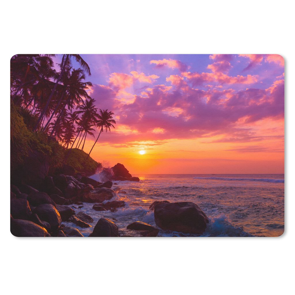 MuchoWow Mauspad Mousepad Palme - Rosa - Meer 27x18 cm - Mousepads - Maus Mat - Pad - Mausunterlage - Büroartikel - Desk Matten