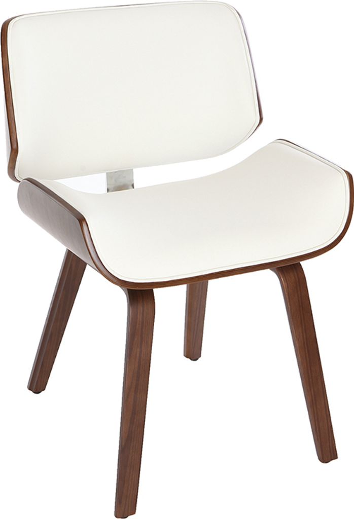 Miliboo - Design-Stuhl, weiß und dunkles Walnussholz RUBBENS