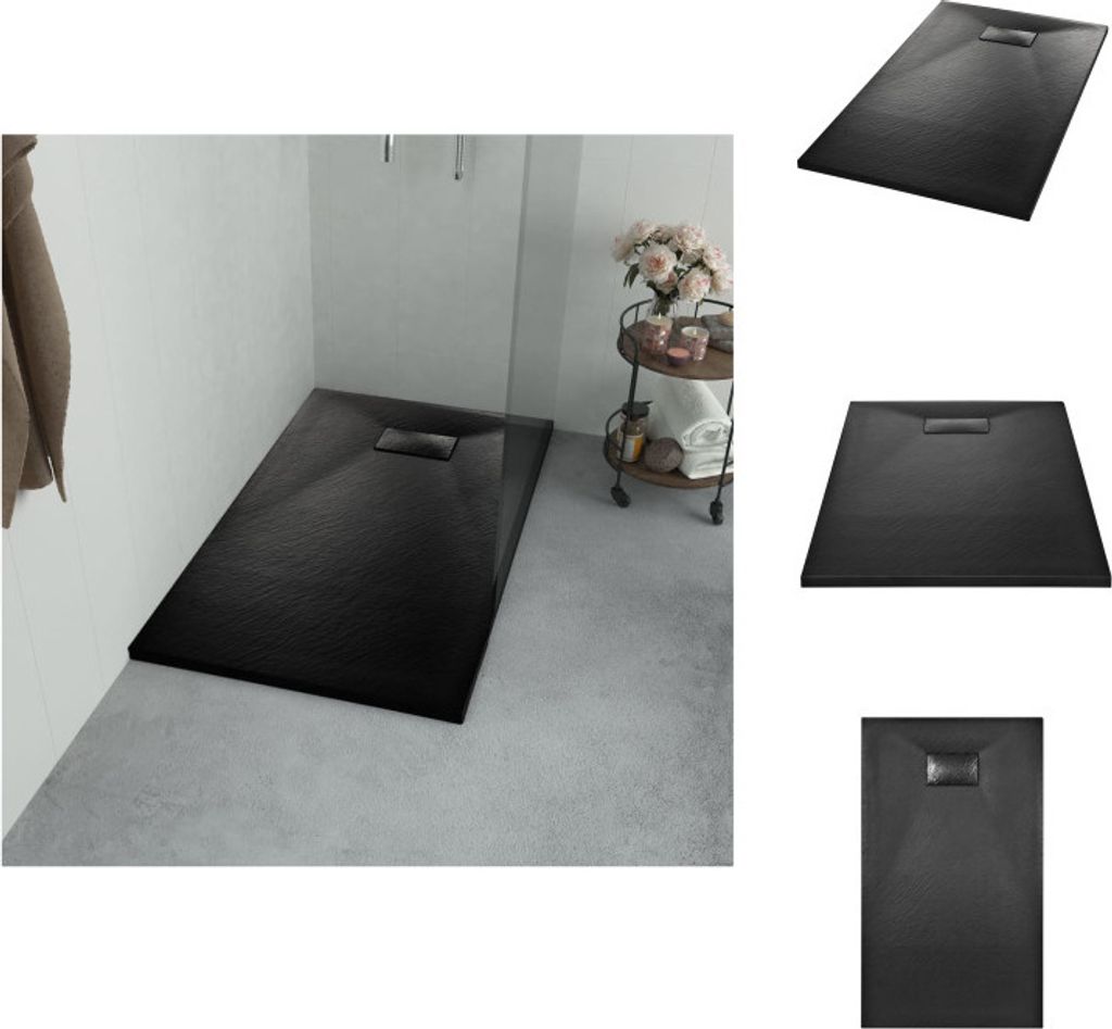 vidaXL Duschwanne SMC Schwarz 120×70 cm - Duschwannen