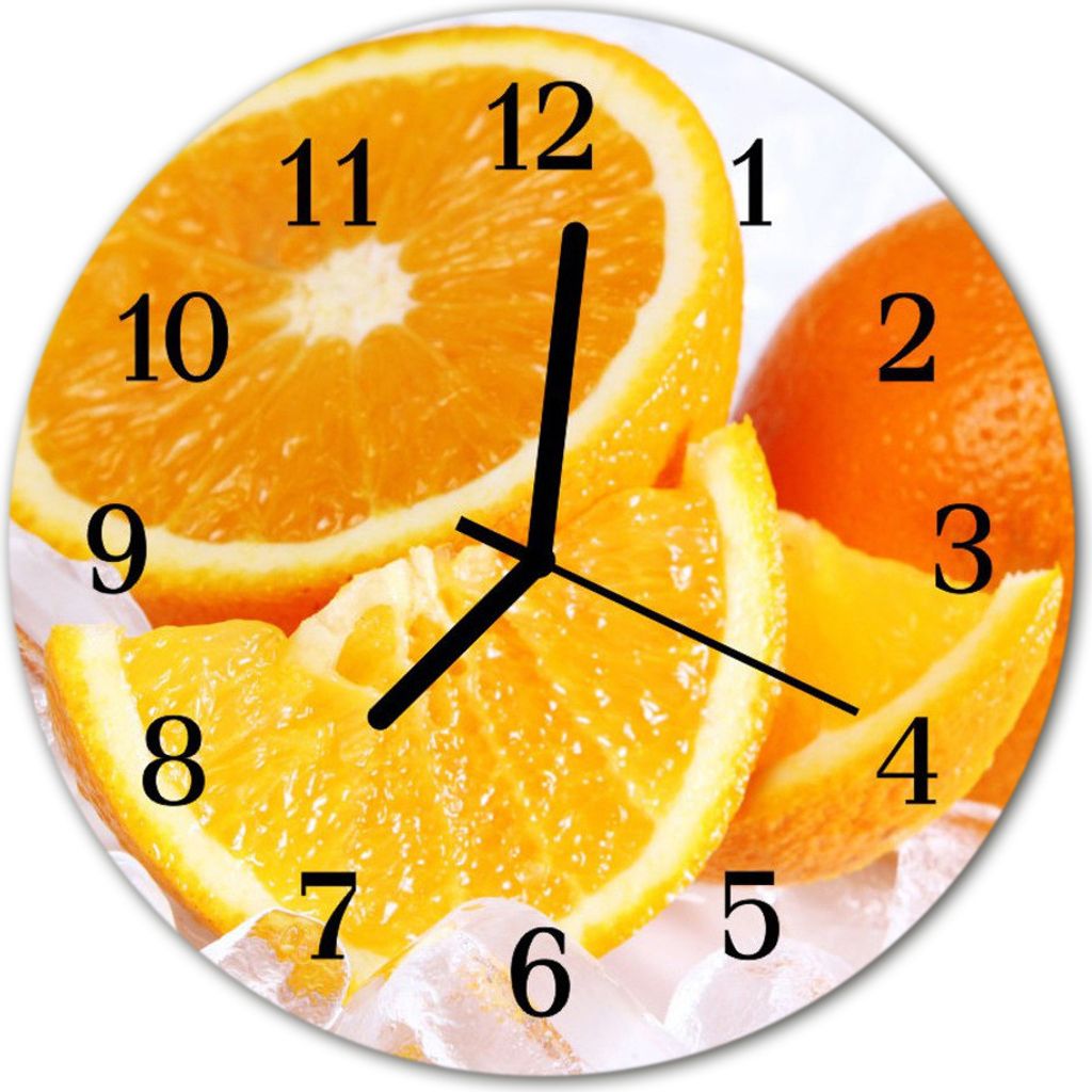 Glasuhr Wanduhr Küchenuhr Echt-Glas 30fi cm Orangen orange Produktbild 