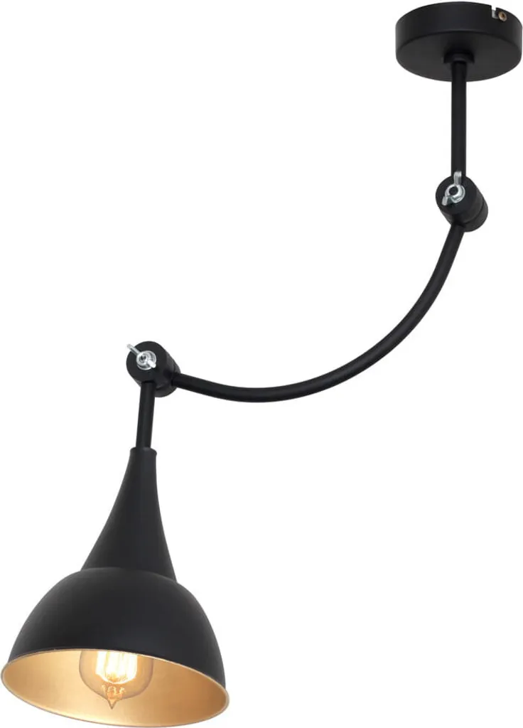 Lustre Suspension Moderne PIKO Métal Noir et Doré - Luminaire de Salon