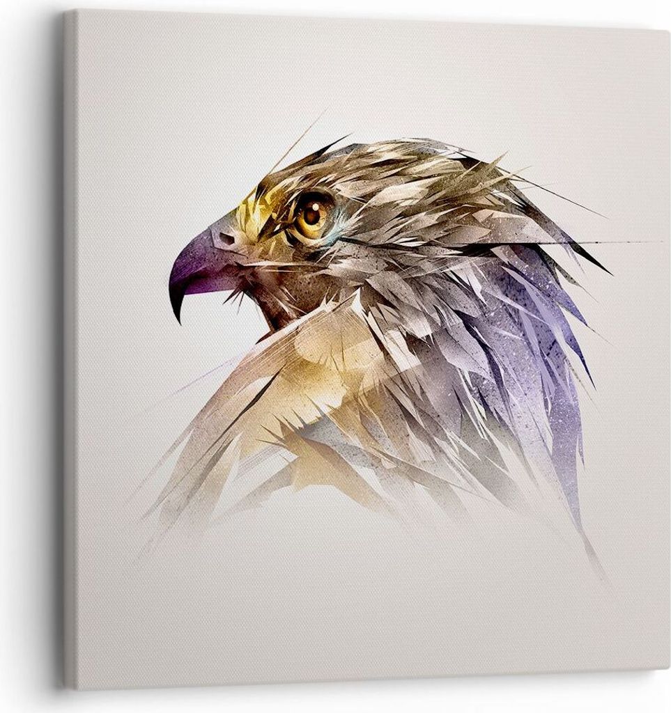 Bild auf Leinwand - Leinwandbild - Adler Vogel Feder - 30x30cm - Wand Bild - Wanddeko - Wandbilder - Leinwanddruck - Bilder - Kunstdruck - Wanddeko...