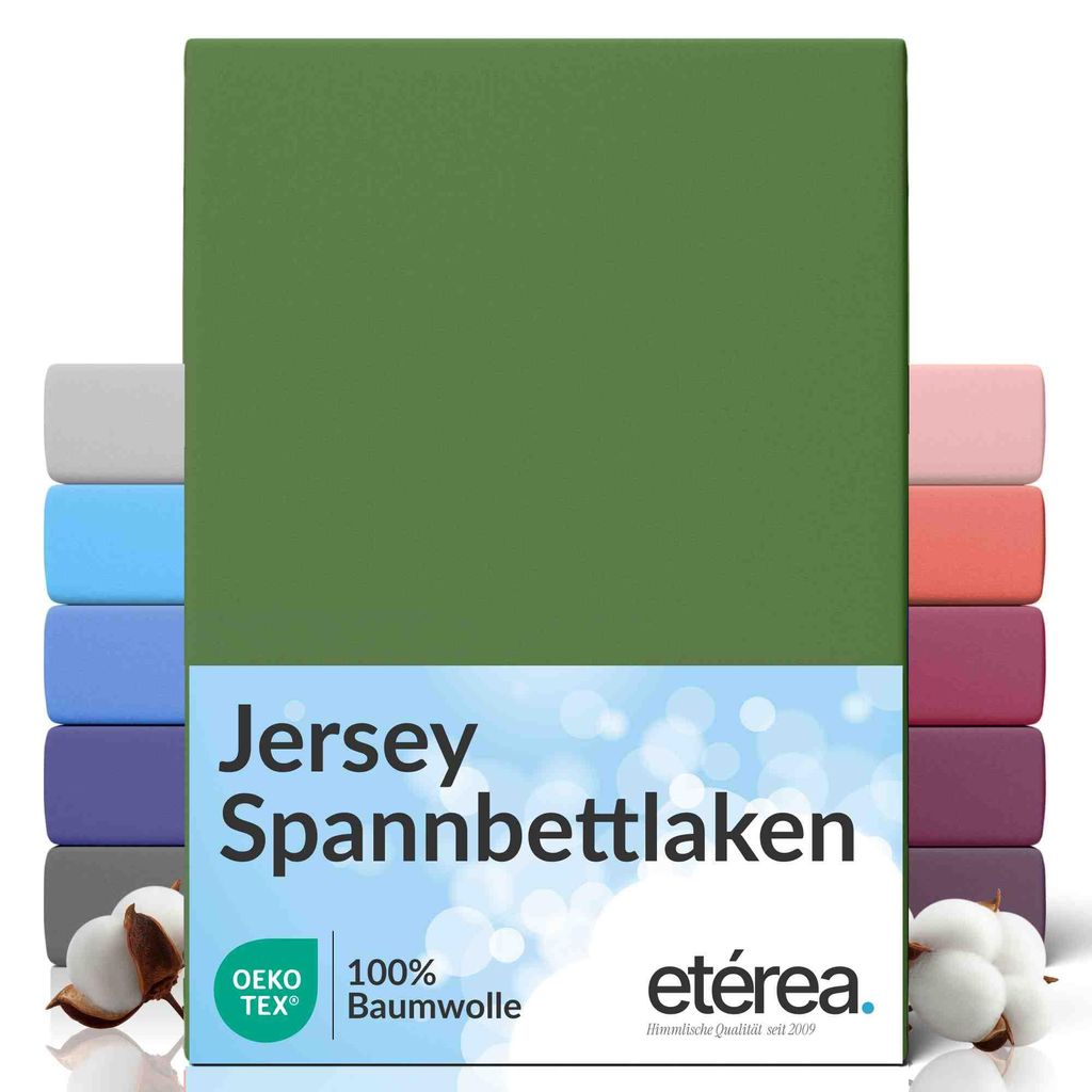 Jersey Spannbettlaken 140x200 - 160x200 cm, 100% Baumwolle Bettlaken, Kaktus