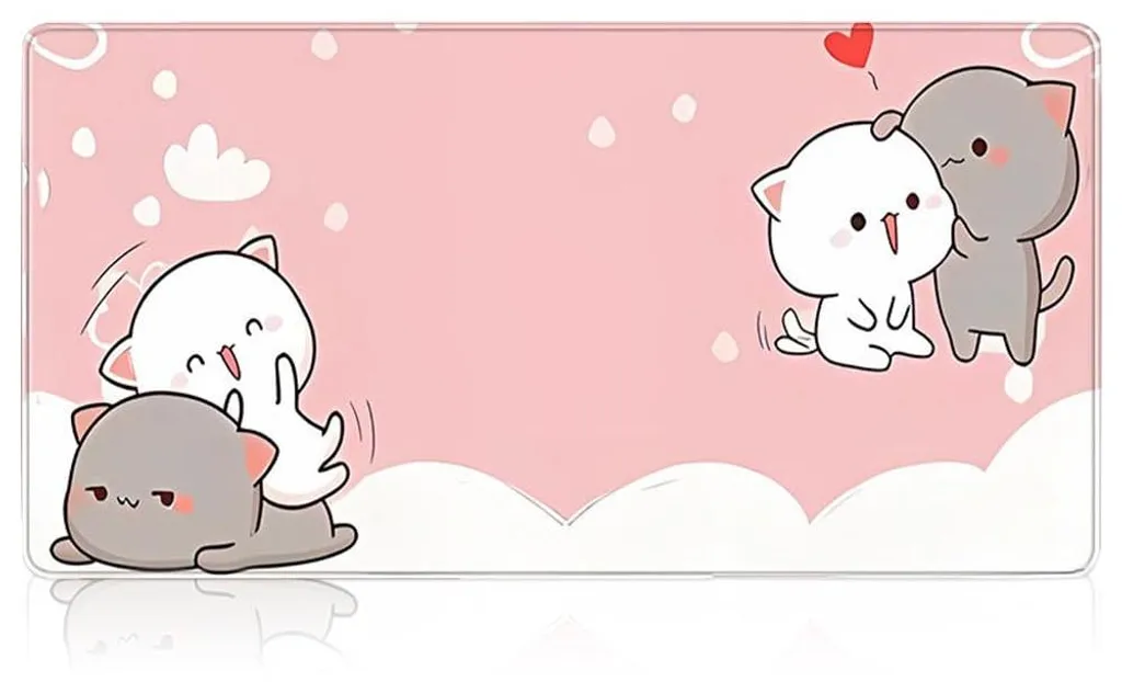 Grand Tapis de Souris Rose Gaming Kawaii 80x30cm Motif Chat d'Anime