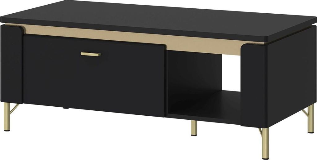 Couchtisch ca. 111x46x65 cm Schwarz Matt / Gold