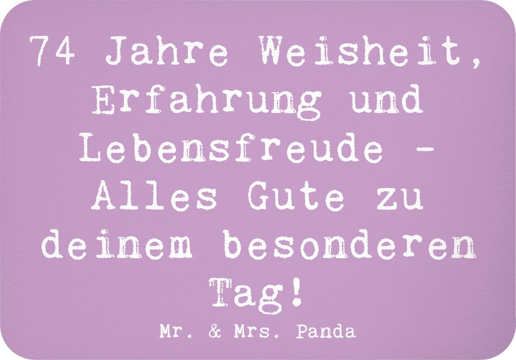 Mr. & Mrs. Panda magnet Spruch 74. Geburtstag - Lavendeltraum - Geschenk, Alles Gute, holzmagnet, Lebensfreude, zettelhalter, haftmagnet, Kühlschr...